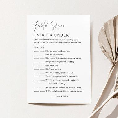 HARLOW Over Or Under Bridal Shower Game Invitations