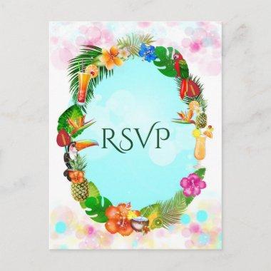 Hawaiian Tropical Summer Things Frame Party RSVP Invitation PostInvitations