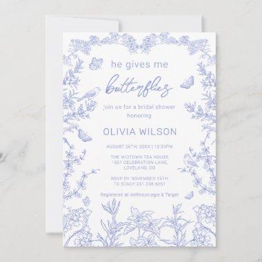 He Gives Me Butterflies Chinoiserie Bridal Shower Invitations