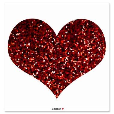 Heart Glittery Red Glitter Sparkly Pattern Wedding Sticker