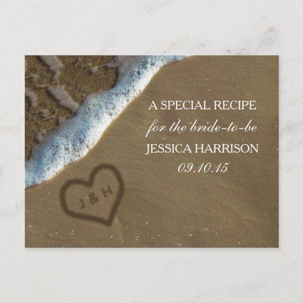 Heart In The Sand Beach Bridal Shower Recipe Invitations