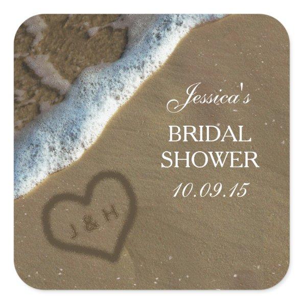Heart In The Sand Beach Bridal Shower Stickers