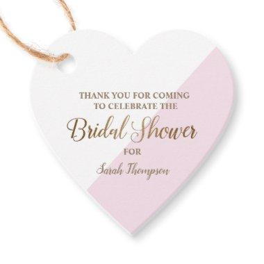 Heart Modern Personalized Pink Gold Bridal Shower Favor Tags