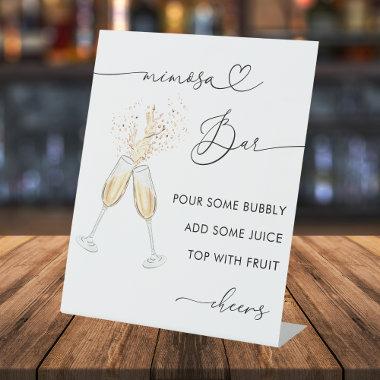 Heart Script & Champagne Bridal Shower Mimosa Bar Pedestal Sign