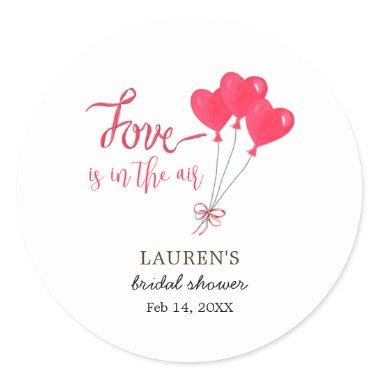 Hearts Love is in the Air Bridal Shower Classic Round Sticker