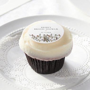 HEIDI Muted Tone Boho Wildflower Bridal Shower Edible Frosting Rounds
