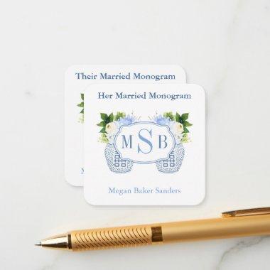 Her Married Monogram Preppy Bridal Shower Enclosure Invitations