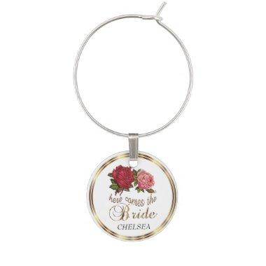 Here Comes the Bride -🌹🌹🌹 Vintage Rose Floral Wine Charm