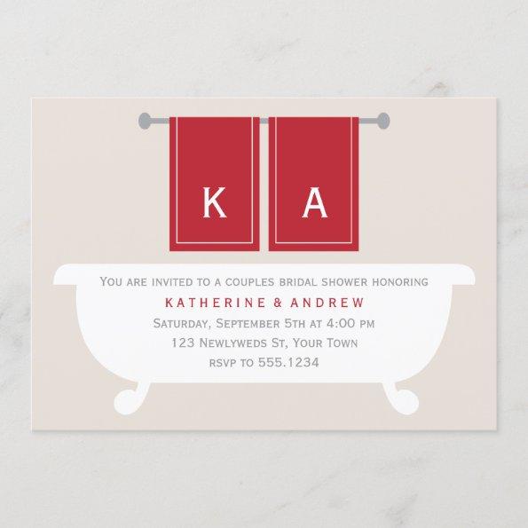 His and Hers Towels Bridal Shower {red} Invitations