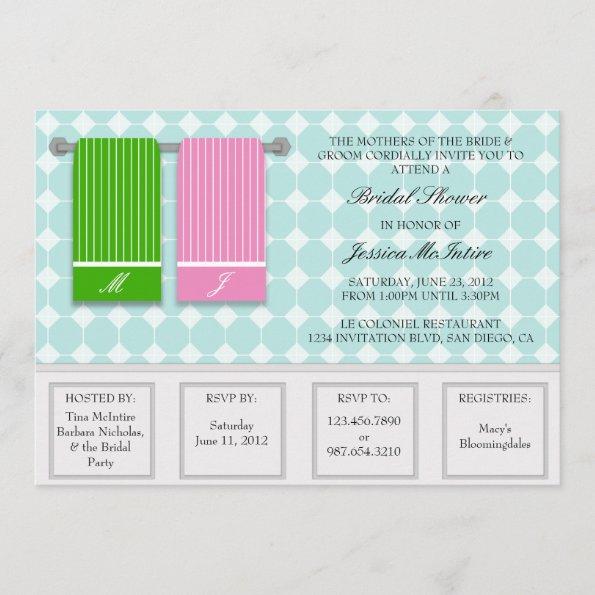His and Hers Towels Modern Bridal Shower Invitations