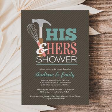 His & Hers Handy Wedding Couple Bridal Shower Invitations