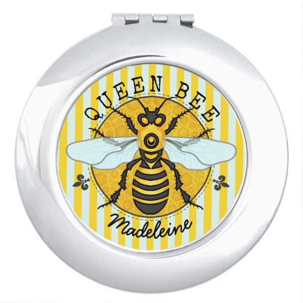 Honeybee Bumblebee Queen Bee Honey | Personalized Makeup Mirror