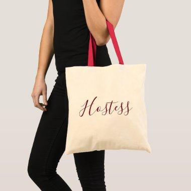 Hostess Burgundy font Tote Bag