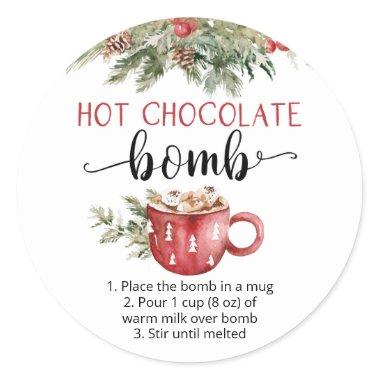 Hot chocolate bomb cute watercolor classic round sticker