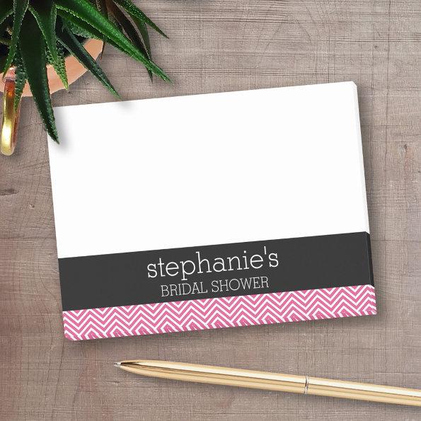 Hot Pink and Black Bridal Shower Chevrons Post-it Notes