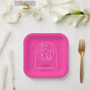 Hot Pink Disco Boogie Bridal Shower Paper Plates