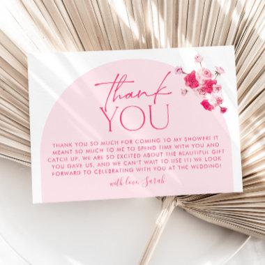 Hot Pink Floral Bridal Shower Thank You Invitations