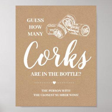How many corks bridal shower rustic game sign