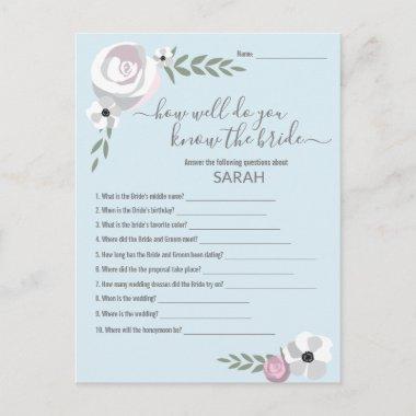 How well do you know the bride Bridal Shower Game Announcement PostInvitations