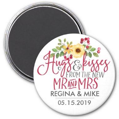Hugs and Kisses From New Mr and Mrs Wedding Magnet