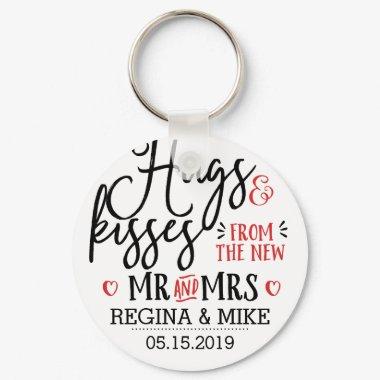 Hugs and Kisses New Mr and Mrs Handwriting Scipt Keychain