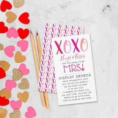 Hugs & Kisses (XOXO) Valentine's Day Bridal Shower Enclosure Invitations