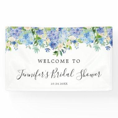 Hydrangea Watercolor Floral Bridal Shower Welcome Banner