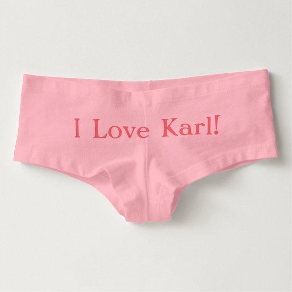 I Love Custom Name Personalized (Karl) Boyshorts