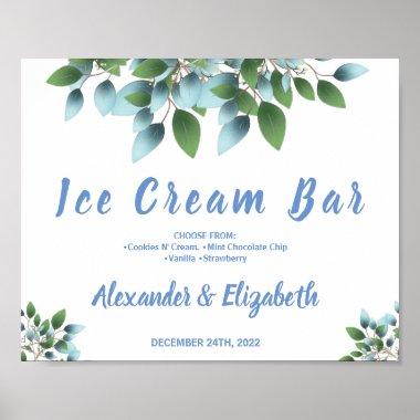 Ice Cream Bar Bridal Shower Wedding Eucalyptu Sign