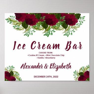 Ice Cream Bar Bridal Shower Wedding RedFlower Sign