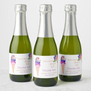 Ice Cream Bridal Shower She's Scooped Up Thank you Sparkling Wine Label