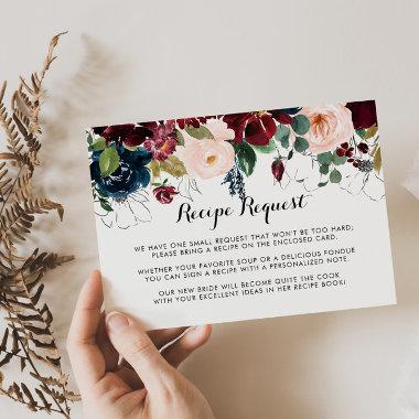 Illustrated Fall Floral Wedding Recipe Request Enclosure Invitations
