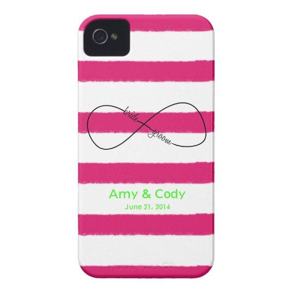 Infinity Bride & Groom Wedding Customizable iPhone 4 Case-Mate Case