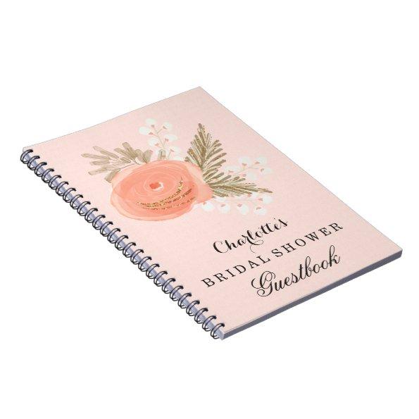 ivory blush gold bridal shower Guestbook Notebook
