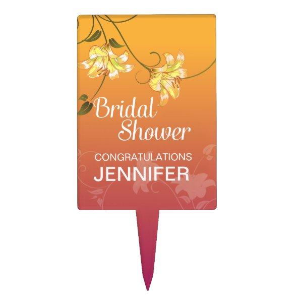 Juicy Floral Ombre Bridal Shower Cake Topper