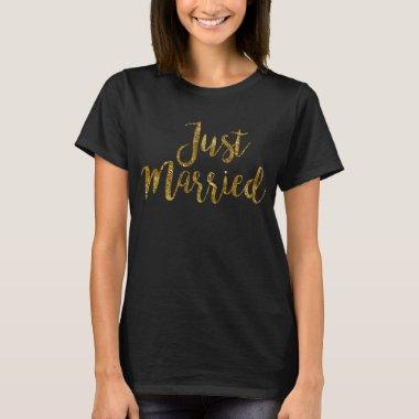 Just Married Elegant Gold Script T-Shirt