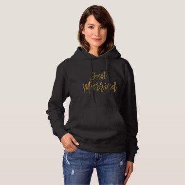 Just Married Gold Foil Typography Hoodie