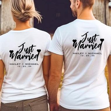 Just Married Heart Wedding Newlywed Couple T-Shirt