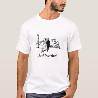 Just Married Vintage Bride and Groom T-Shirt