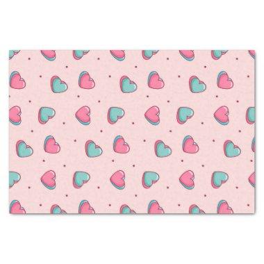 Kawaii Pink Valentine's Day Heart Doodle Pattern Tissue Paper
