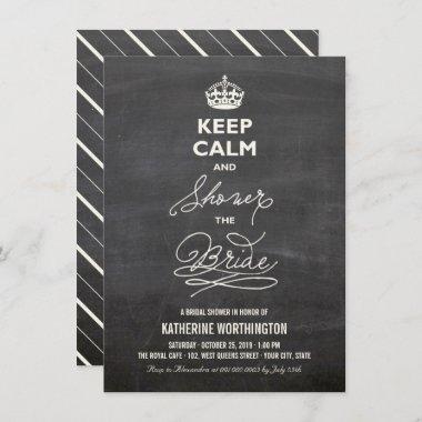 Keep Calm And Shower The Bride Funny Chalkboard Invitations