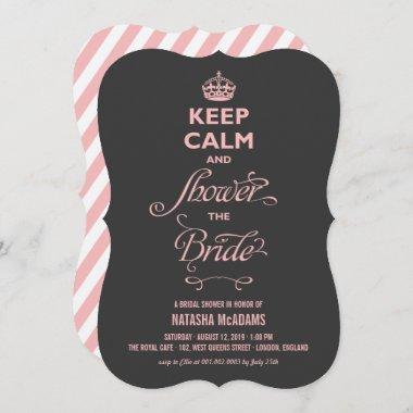 Keep Calm And Shower The Bride Pink Text Funny Invitations