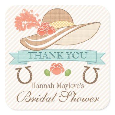 KENTUCKY DERBY THEMED BRIDAL SHOWER THANK YOU SQUARE STICKER