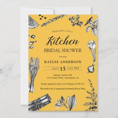 Kitchen Bridal Shower herbs spices Yellow Invitations