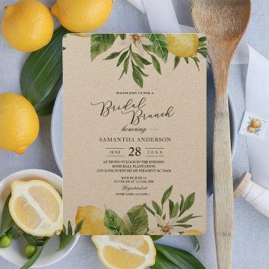 Kraft Watercolor Yellow Lemons & Leaf  Invitations
