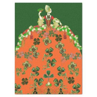 LADY ORANGE AND SHAMROCKS St. Patricks Day Green Tissue Paper