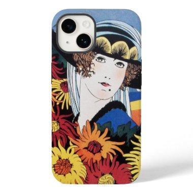 Lady with Chrysanthemum Flowers ,Black Case-Mate iPhone 14 Case