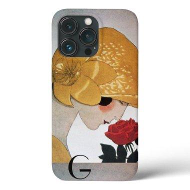 LADY WITH RED ROSE MONOGRAM iPhone 13 PRO CASE