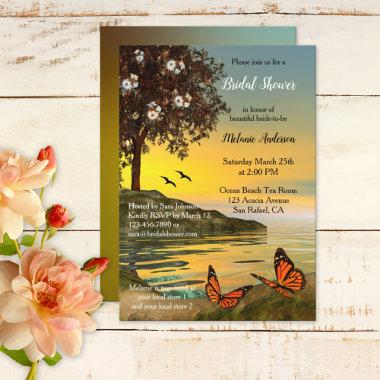 Lake Floral Butterfly Bridal Shower Invitations