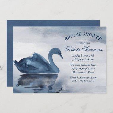 Lake Reflections | Dusty Blue Swan Bridal Shower Invitations